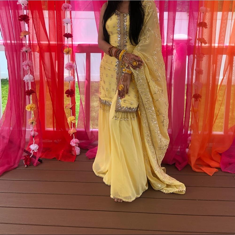 Beautiful Yellow Gharara suit
